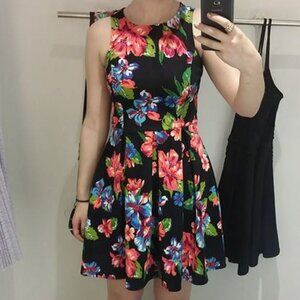 Bloomingdales Aqua Floral Mini Skater Dress XS